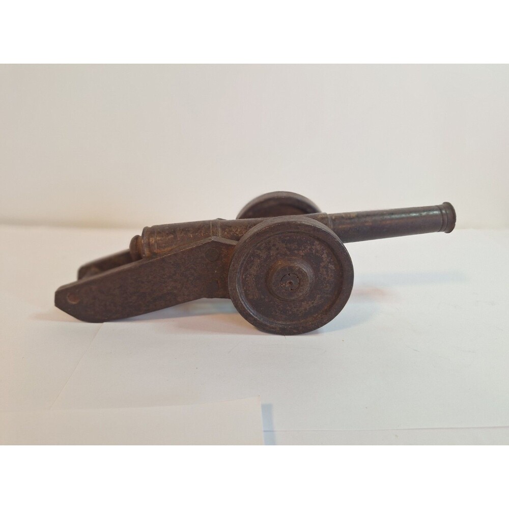 Vtg Handcrafted Unique Solid Cast Iron Made Toy Cannon Showpiece Paperweight